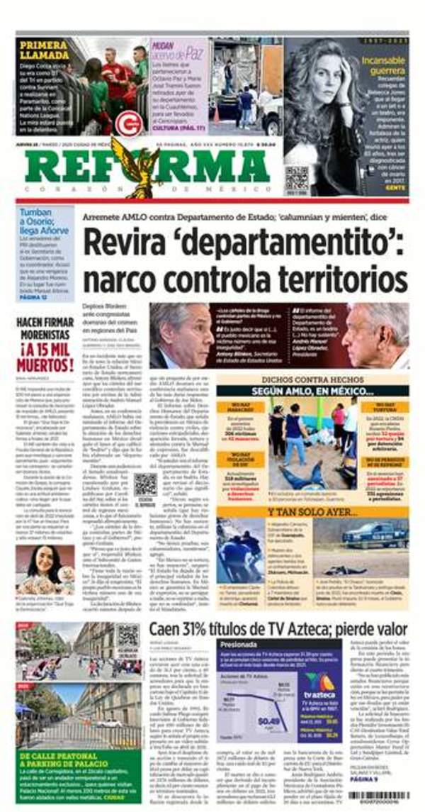 Reforma, edición del jueves 23 de marzo de 2023 Reforma, edición del jueves 23 de marzo de 2023