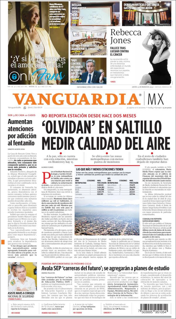 Vanguardia, edición del jueves 23 de marzo de 2023 Vanguardia, edición del jueves 23 de marzo de 2023