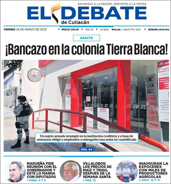 El Debate Culiacán, edición del viernes 24 de marzo de 2023 El Debate Culiacán, edición del viernes 24 de marzo de 2023