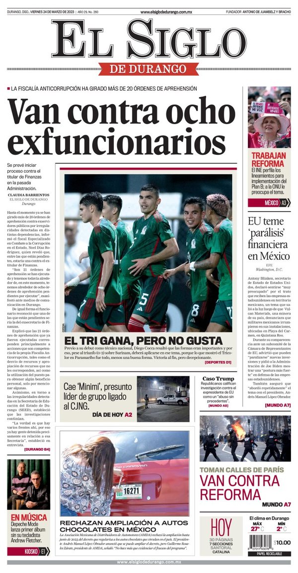 El Siglo de Durango, edición del viernes 24 de marzo de 2023 El Siglo de Durango, edición del viernes 24 de marzo de 2023