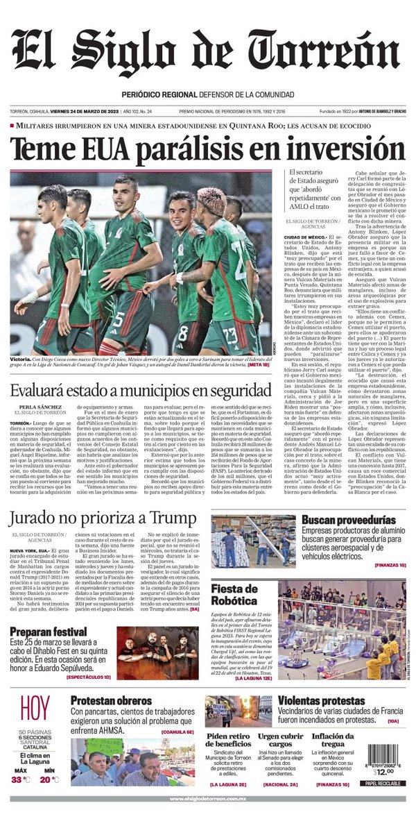 El Siglo de Torreón, edición del viernes 24 de marzo de 2023 El Siglo de Torreón, edición del viernes 24 de marzo de 2023