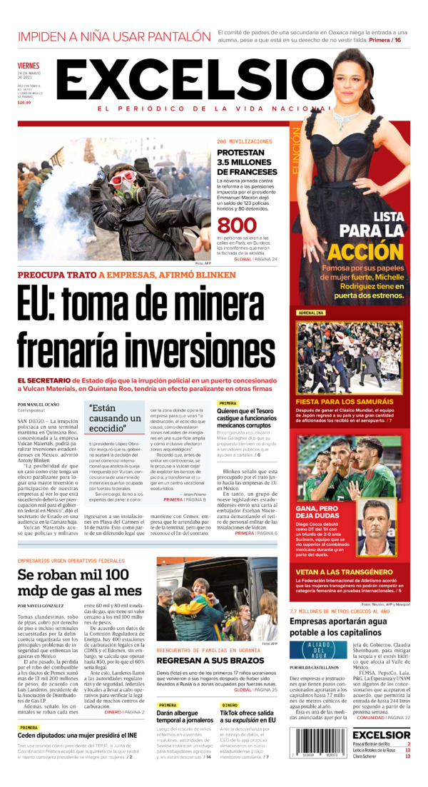 Excelsior, edición del viernes 24 de marzo de 2023 Excelsior, edición del viernes 24 de marzo de 2023