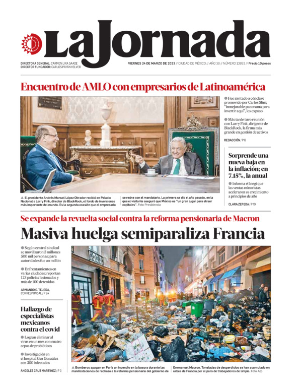 La Jornada, edición del viernes 24 de marzo de 2023 La Jornada, edición del viernes 24 de marzo de 2023