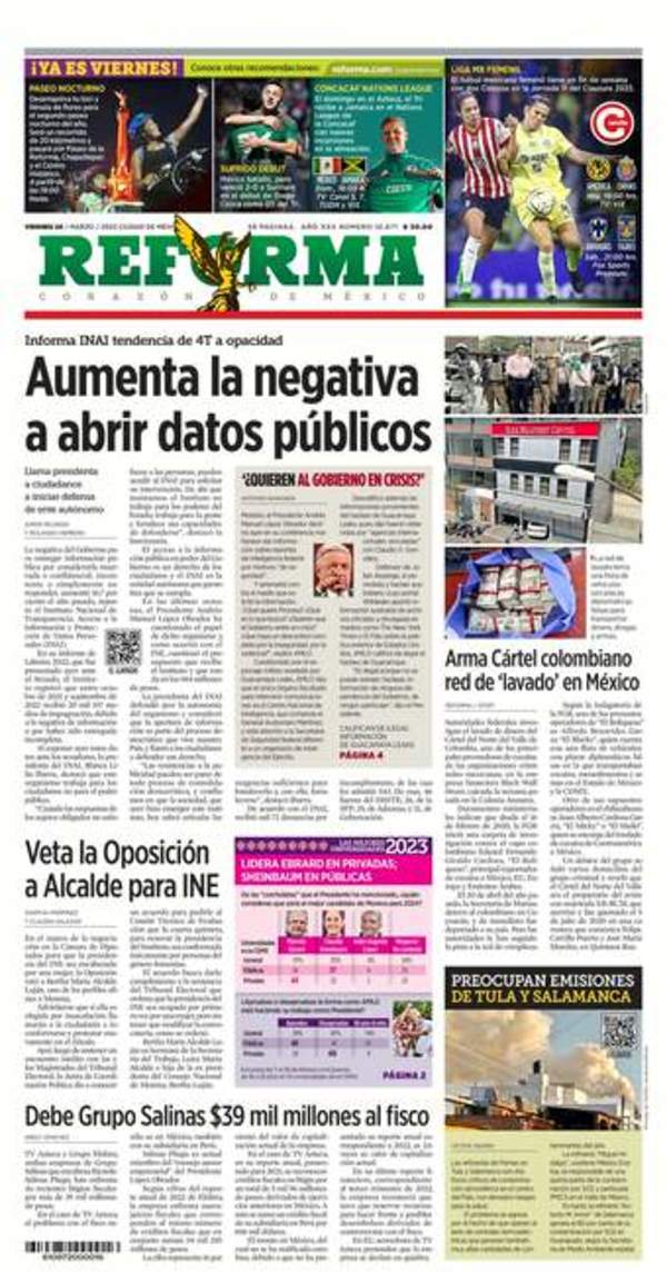 Reforma, edición del viernes 24 de marzo de 2023 Reforma, edición del viernes 24 de marzo de 2023