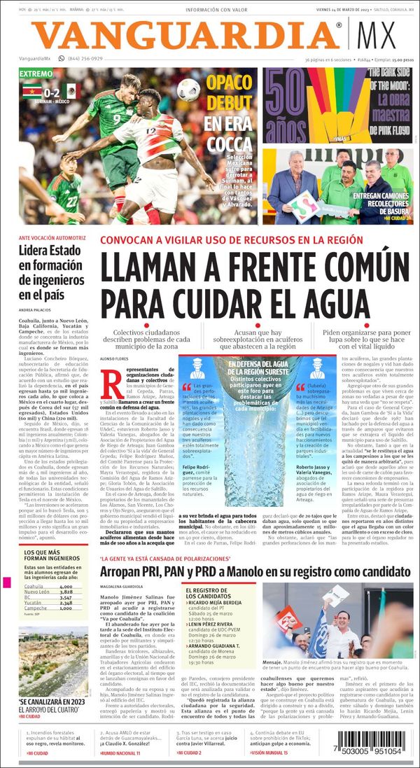 Vanguardia, edición del viernes 24 de marzo de 2023 Vanguardia, edición del viernes 24 de marzo de 2023