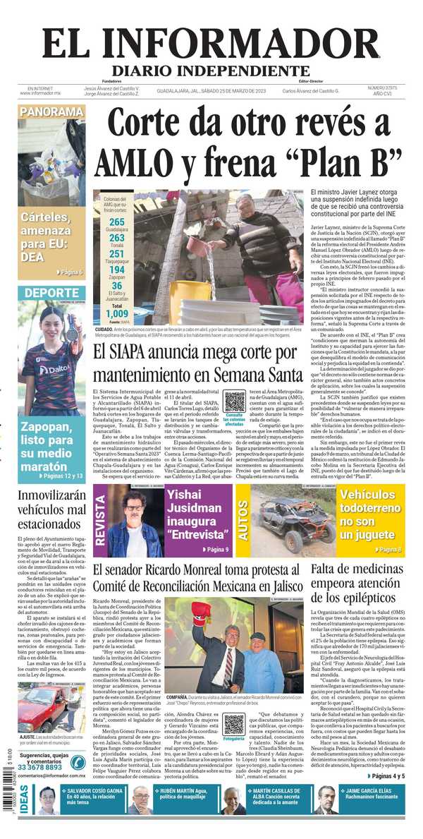 El Informador, edición del sábado 25 de marzo de 2023 El Informador, edición del sábado 25 de marzo de 2023
