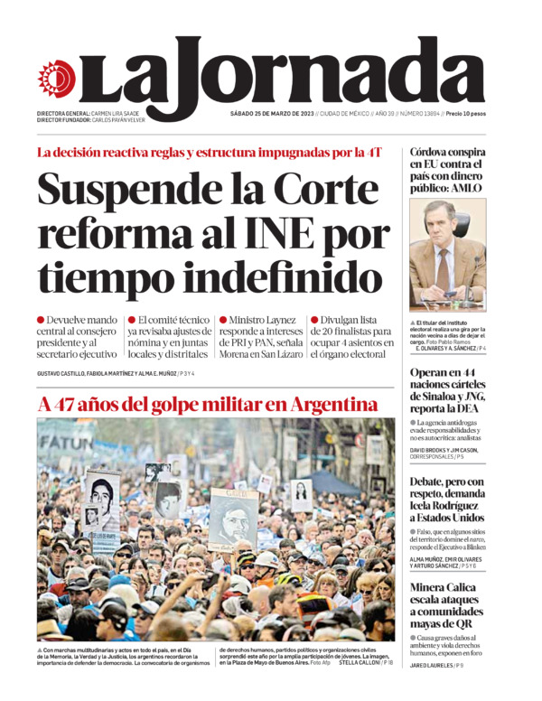 La Jornada, edición del sábado 25 de marzo de 2023 La Jornada, edición del sábado 25 de marzo de 2023