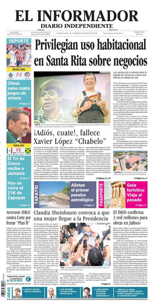 El Informador, edición del domingo 26 de marzo de 2023 El Informador, edición del domingo 26 de marzo de 2023