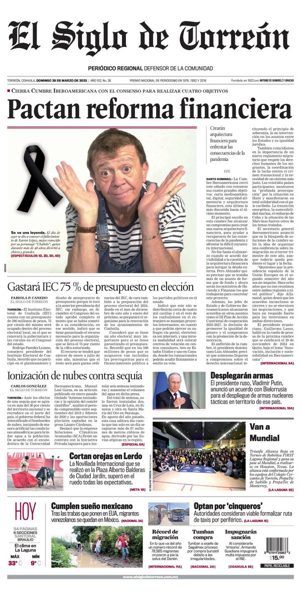 El Siglo de Torreón, edición del domingo 26 de marzo de 2023 El Siglo de Torreón, edición del domingo 26 de marzo de 2023