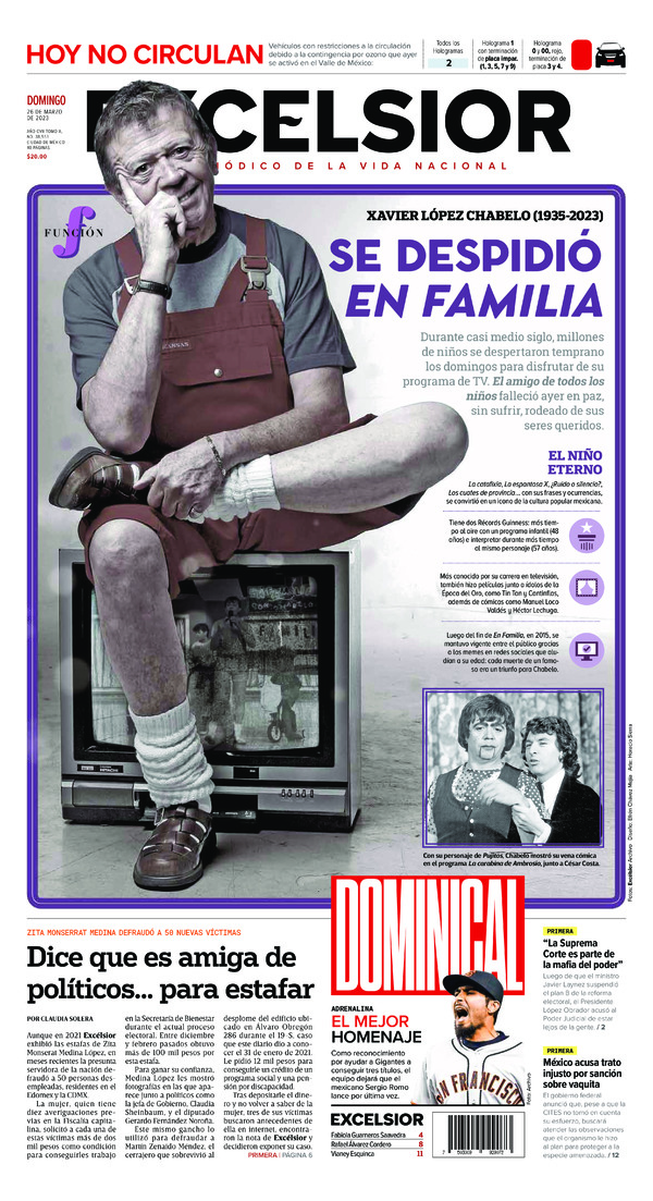 Excelsior, edición del domingo 26 de marzo de 2023 Excelsior, edición del domingo 26 de marzo de 2023