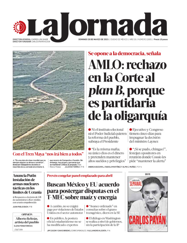 La Jornada, edición del domingo 26 de marzo de 2023 La Jornada, edición del domingo 26 de marzo de 2023