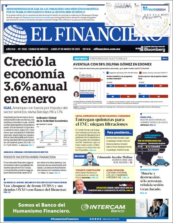 El Financiero, edición del lunes 27 de marzo de 2023 El Financiero, edición del lunes 27 de marzo de 2023