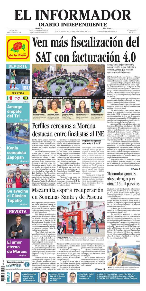 El Informador, edición del lunes 27 de marzo de 2023 El Informador, edición del lunes 27 de marzo de 2023