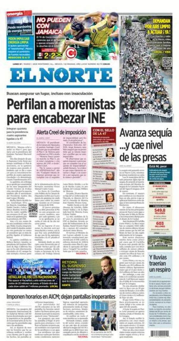 El Norte, edición del lunes 27 de marzo de 2023 El Norte, edición del lunes 27 de marzo de 2023
