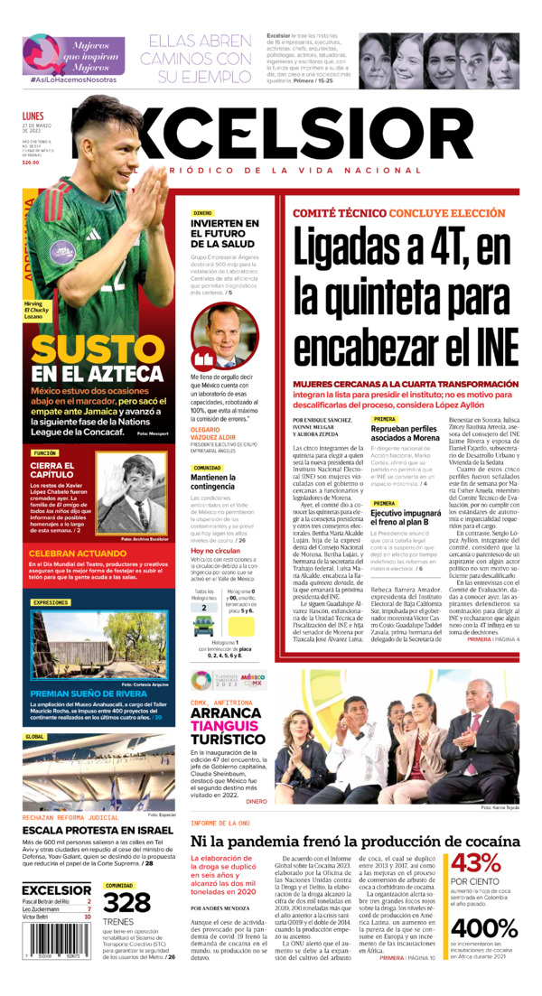 Excelsior, edición del lunes 27 de marzo de 2023 Excelsior, edición del lunes 27 de marzo de 2023