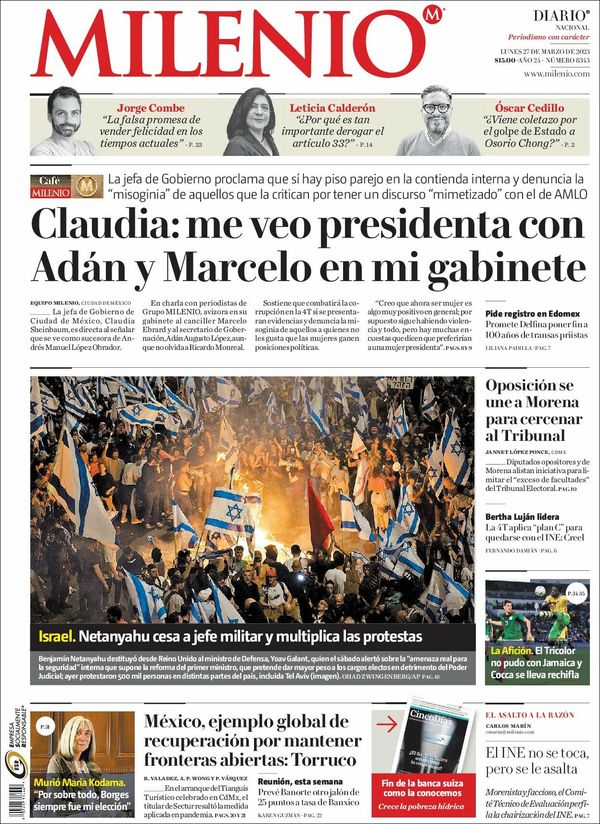 Milenio, edición del lunes 27 de marzo de 2023 Milenio, edición del lunes 27 de marzo de 2023