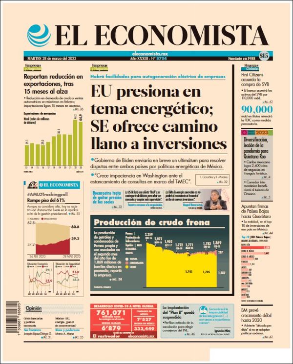El Economista, edición del martes 28 de marzo de 2023 El Economista, edición del martes 28 de marzo de 2023
