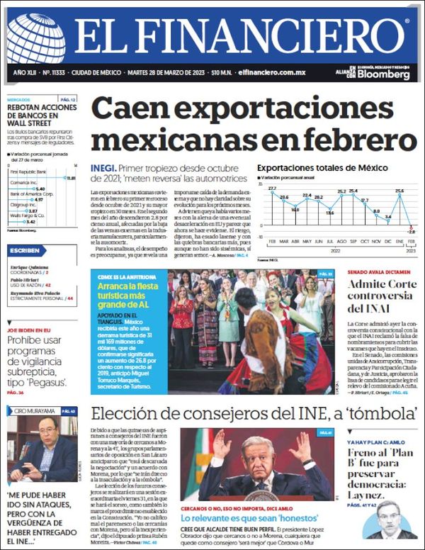 El Financiero, edición del martes 28 de marzo de 2023 El Financiero, edición del martes 28 de marzo de 2023