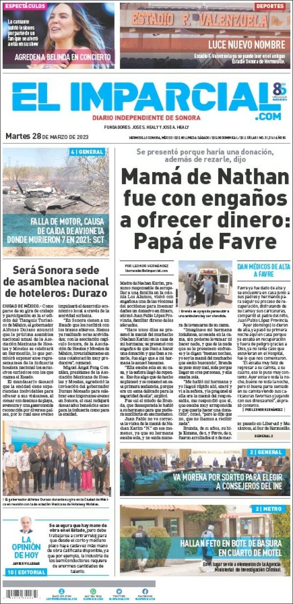 El Imparcial, edición del martes 28 de marzo de 2023 El Imparcial, edición del martes 28 de marzo de 2023