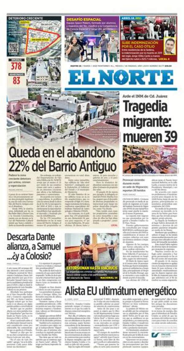 El Norte, edición del martes 28 de marzo de 2023 El Norte, edición del martes 28 de marzo de 2023