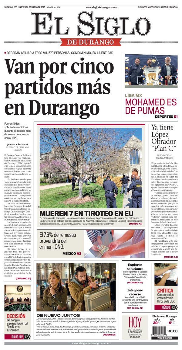 El Siglo de Durango, edición del martes 28 de marzo de 2023 El Siglo de Durango, edición del martes 28 de marzo de 2023