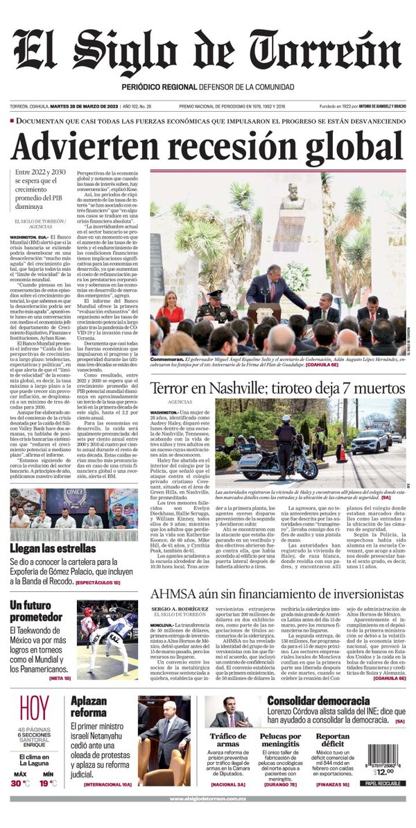 El Siglo de Torreón, edición del martes 28 de marzo de 2023 El Siglo de Torreón, edición del martes 28 de marzo de 2023