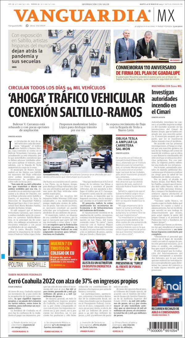 Vanguardia, edición del martes 28 de marzo de 2023 Vanguardia, edición del martes 28 de marzo de 2023