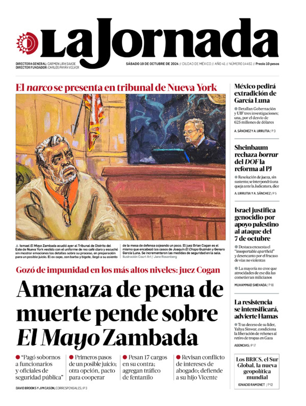 La Jornada, edición del sábado 19 de octubre de 2024