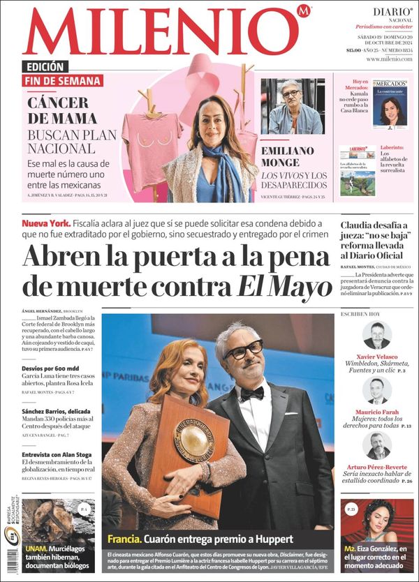 Milenio, edición del sábado 19 de octubre de 2024