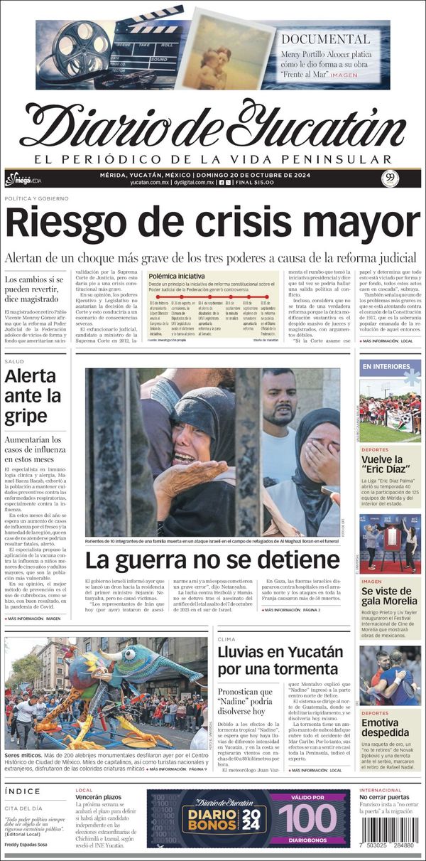 El Diario de Yucatán, edición del domingo 20 de octubre de 2024