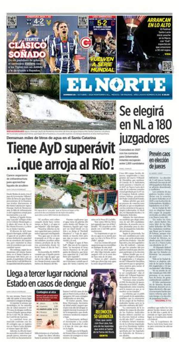 El Norte, edición del domingo 20 de octubre de 2024