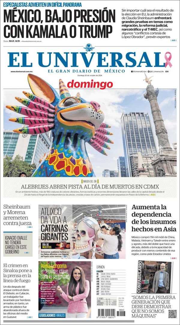 El Universal, edición del domingo 20 de octubre de 2024