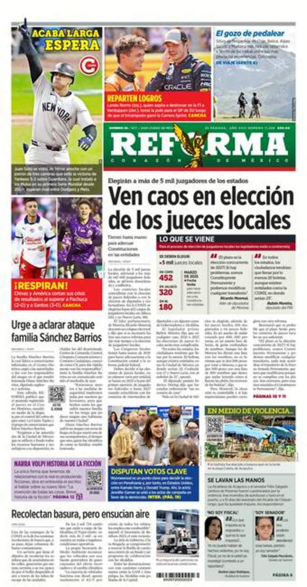 Reforma, edición del domingo 20 de octubre de 2024