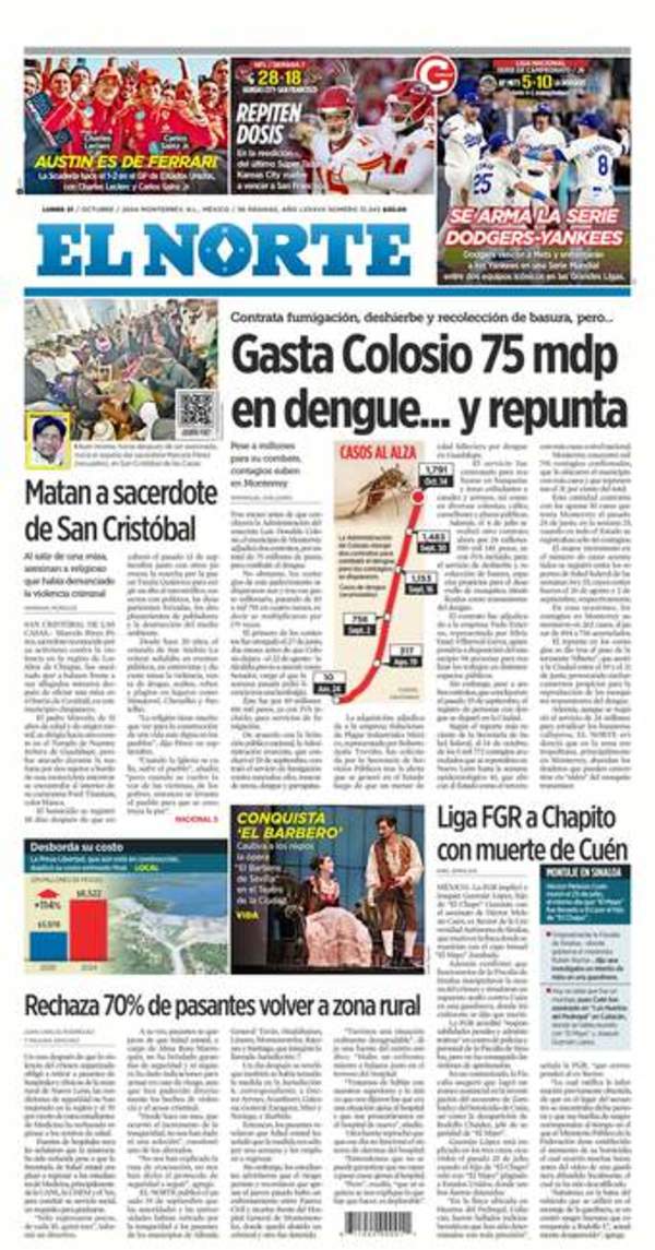 El Norte, edición del lunes 21 de octubre de 2024