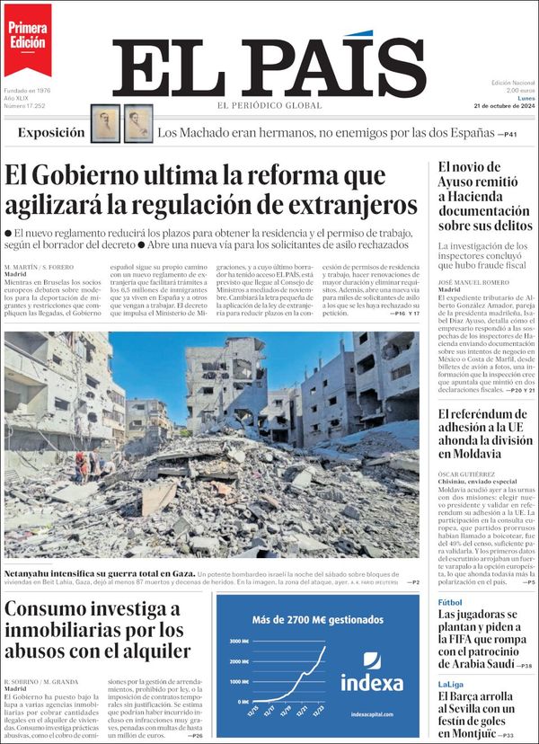 El País, edición del lunes 21 de octubre de 2024