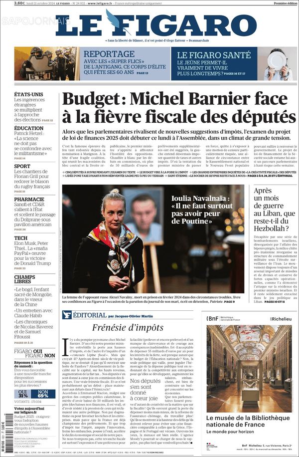 Le Figaro, edición del lunes 21 de octubre de 2024