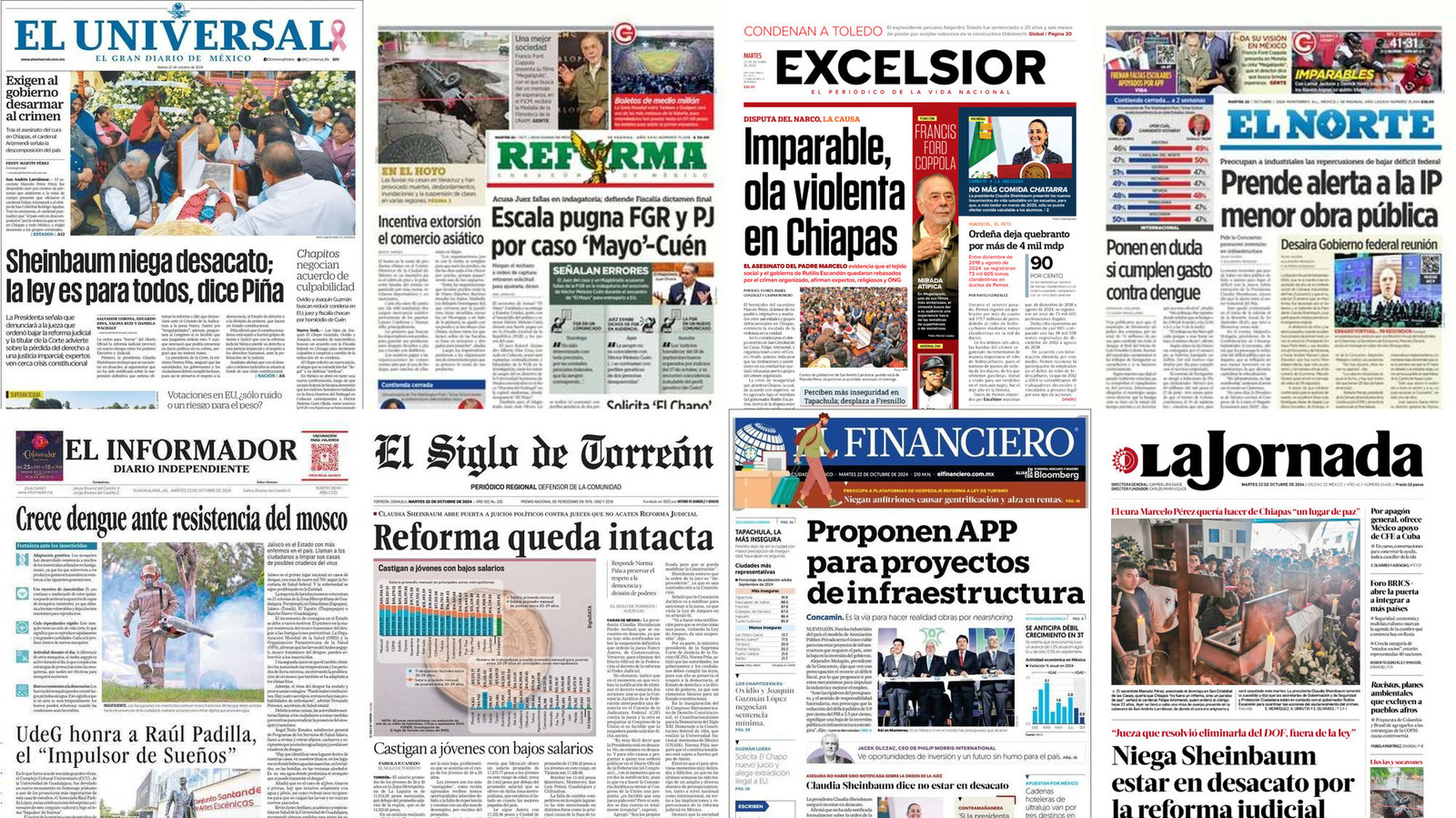 Portadas de periódicos impresos más importantes de México hoy