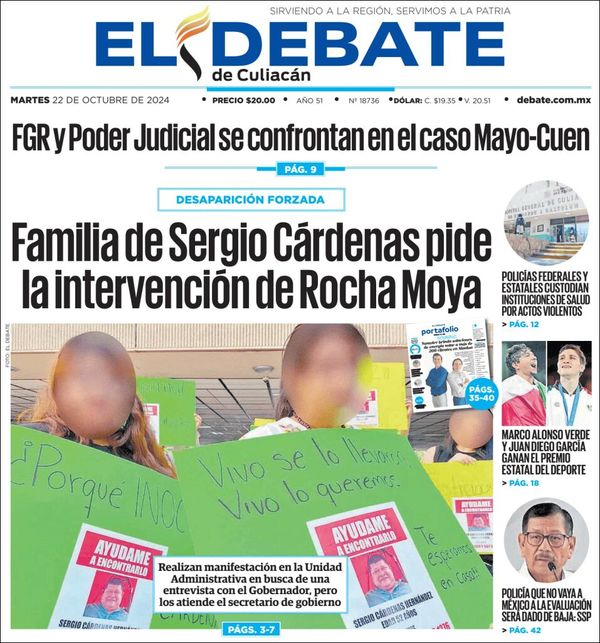 El Debate Culiacán, edición del martes 22 de octubre de 2024