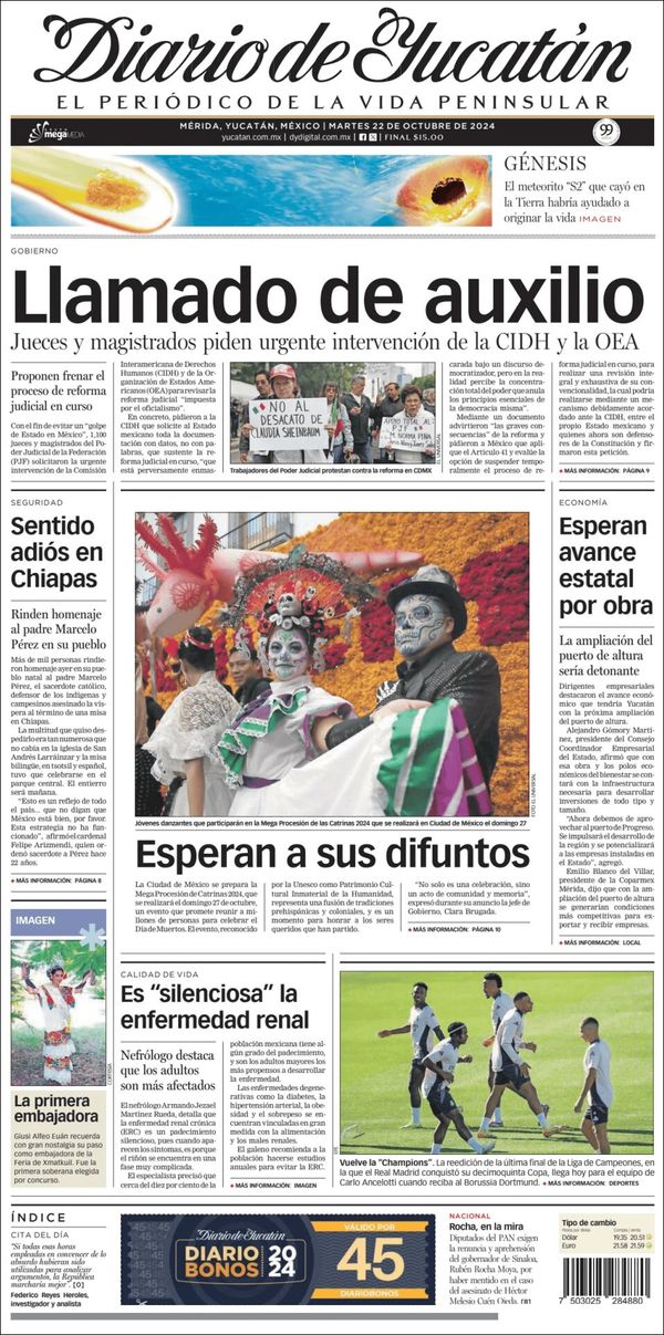 El Diario de Yucatán, edición del martes 22 de octubre de 2024