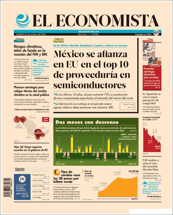 El Economista, edición del martes 22 de octubre de 2024