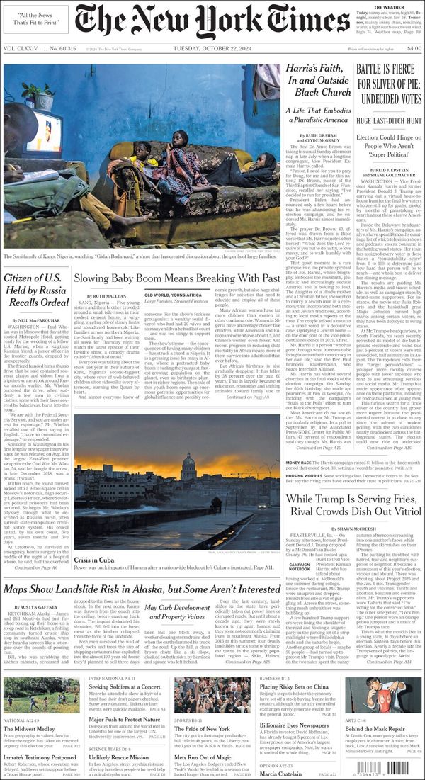 The New York Times, edición del martes 22 de octubre de 2024