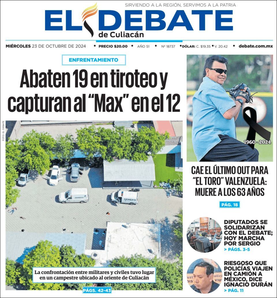 El Debate Culiacán, edición del miércoles 23 de octubre de 2024