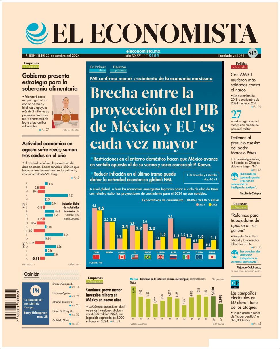 El Economista, edición del miércoles 23 de octubre de 2024