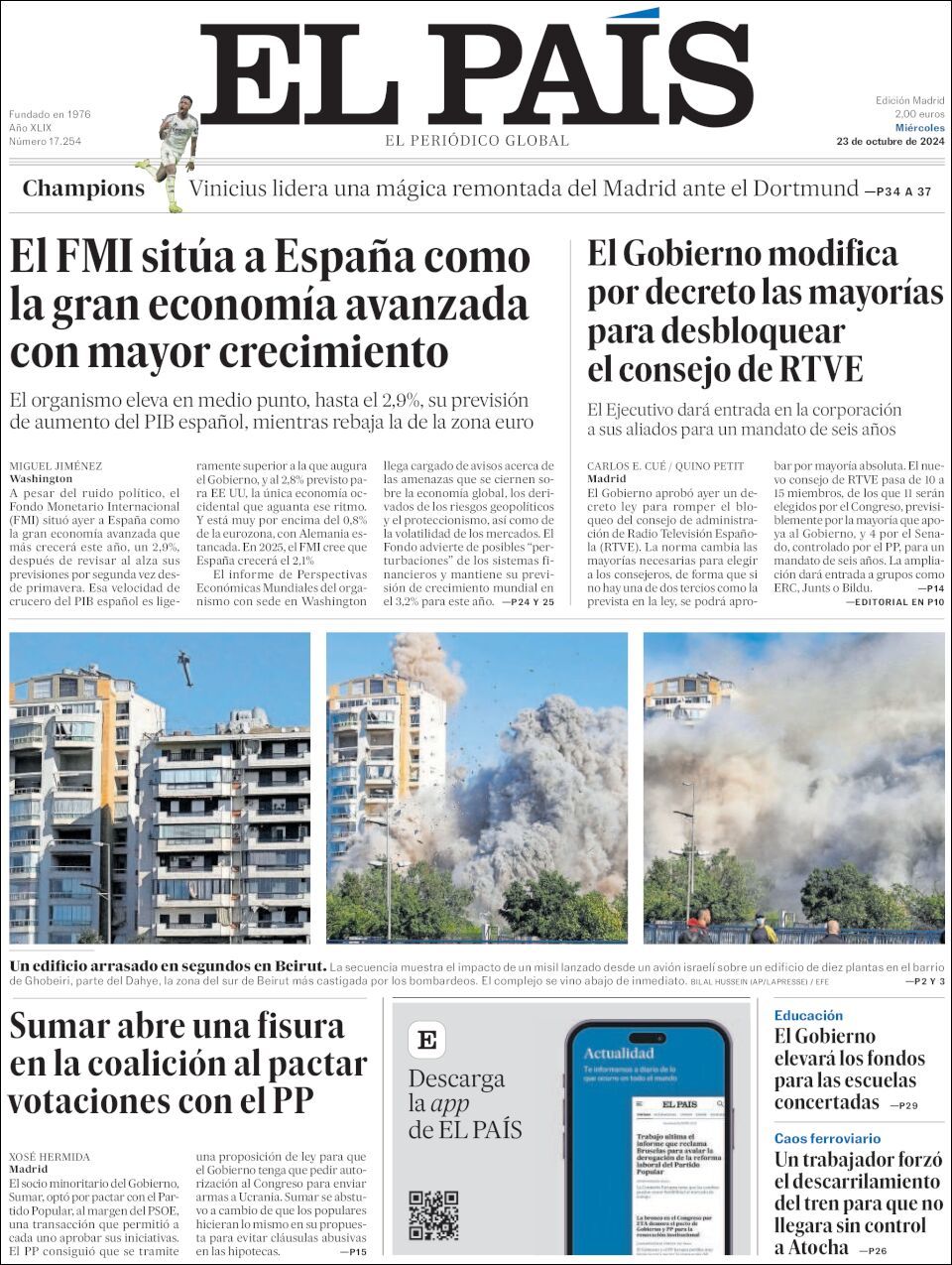 El País, edición del miércoles 23 de octubre de 2024