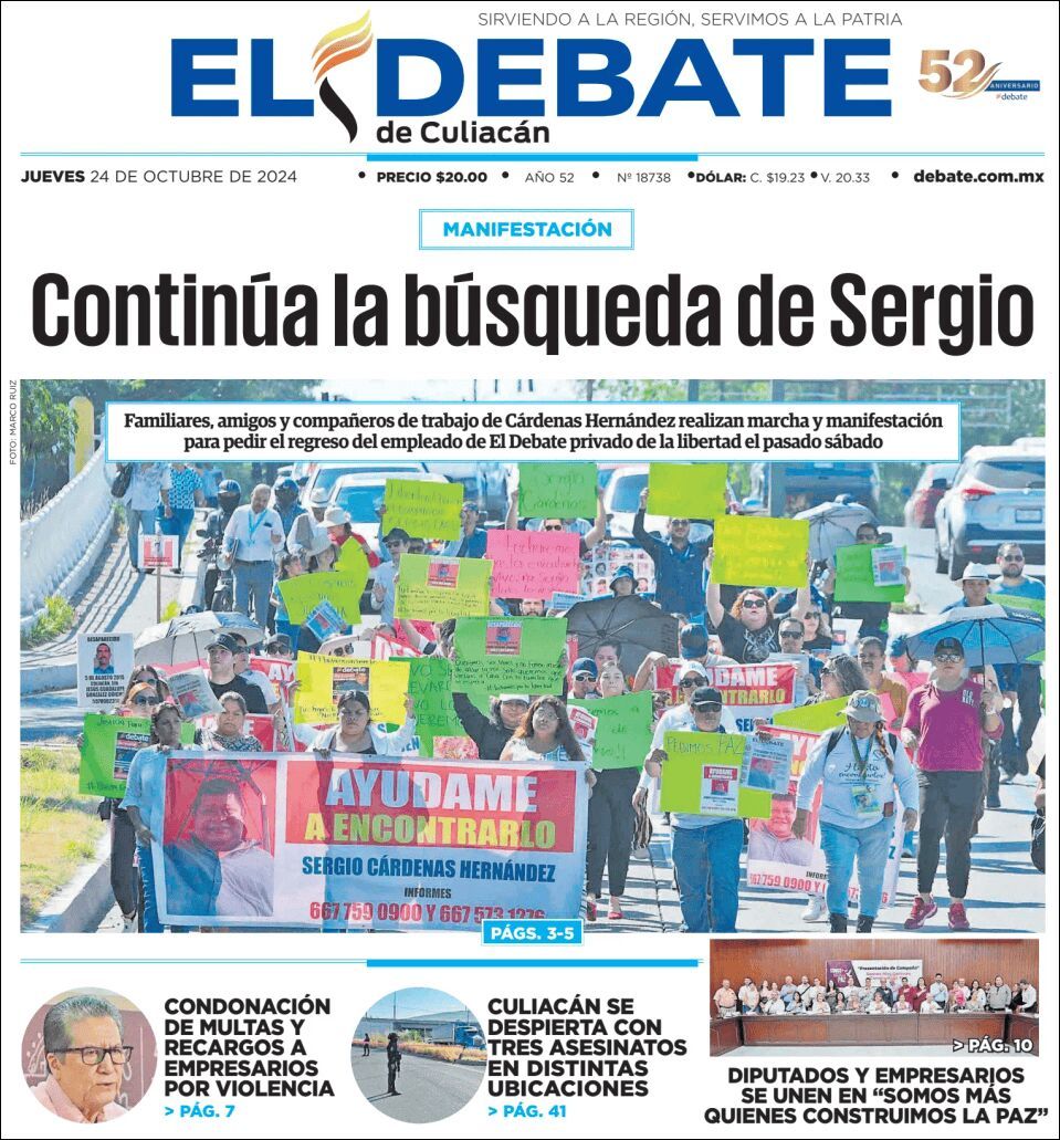 El Debate Culiacán, edición del jueves 24 de octubre de 2024