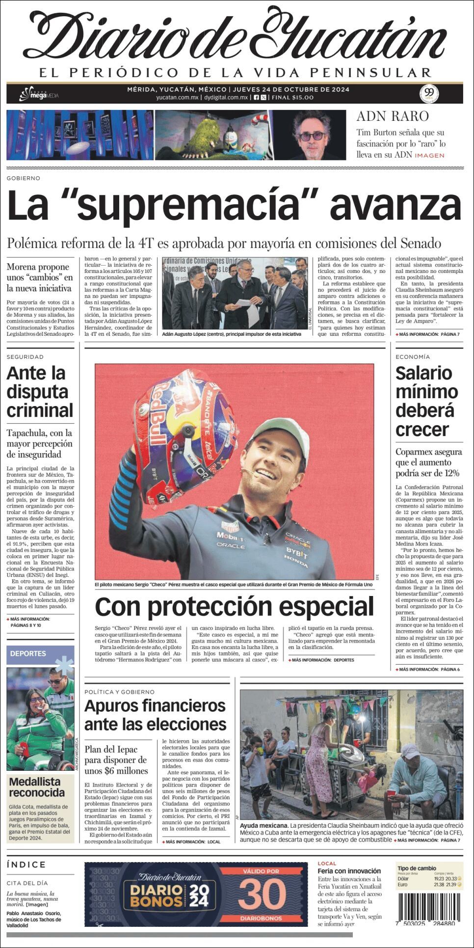 El Diario de Yucatán, edición del jueves 24 de octubre de 2024