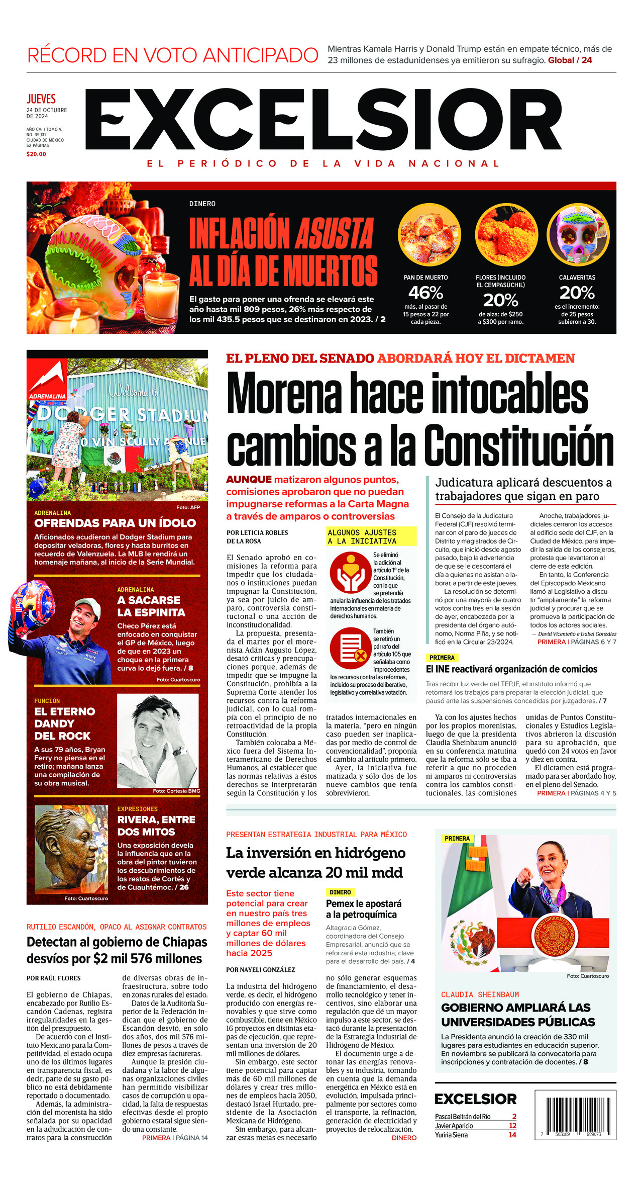 Excelsior, edición del jueves 24 de octubre de 2024