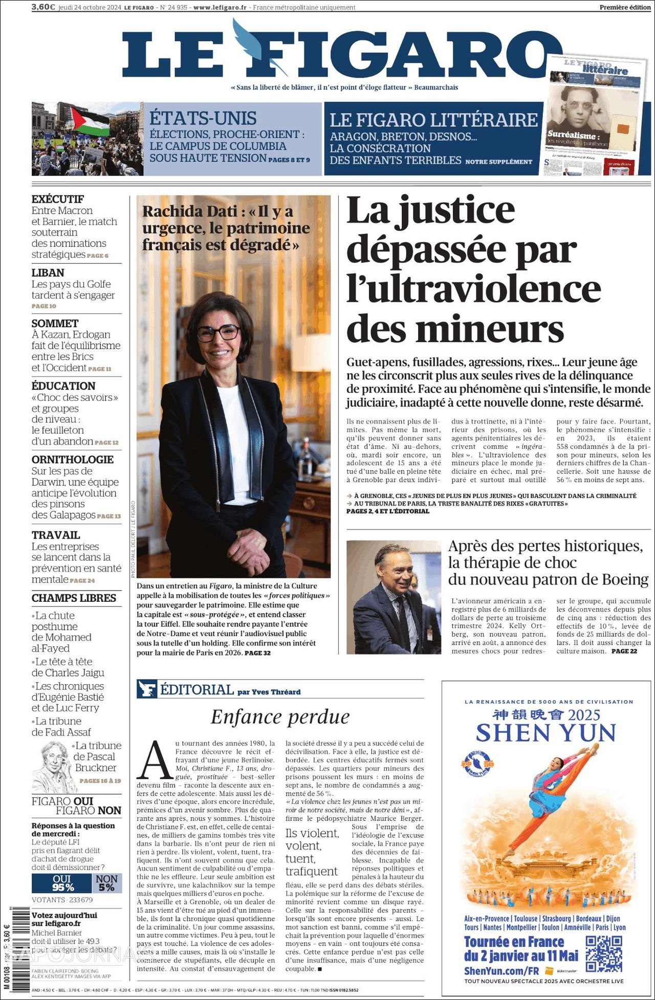 Le Figaro, edición del jueves 24 de octubre de 2024