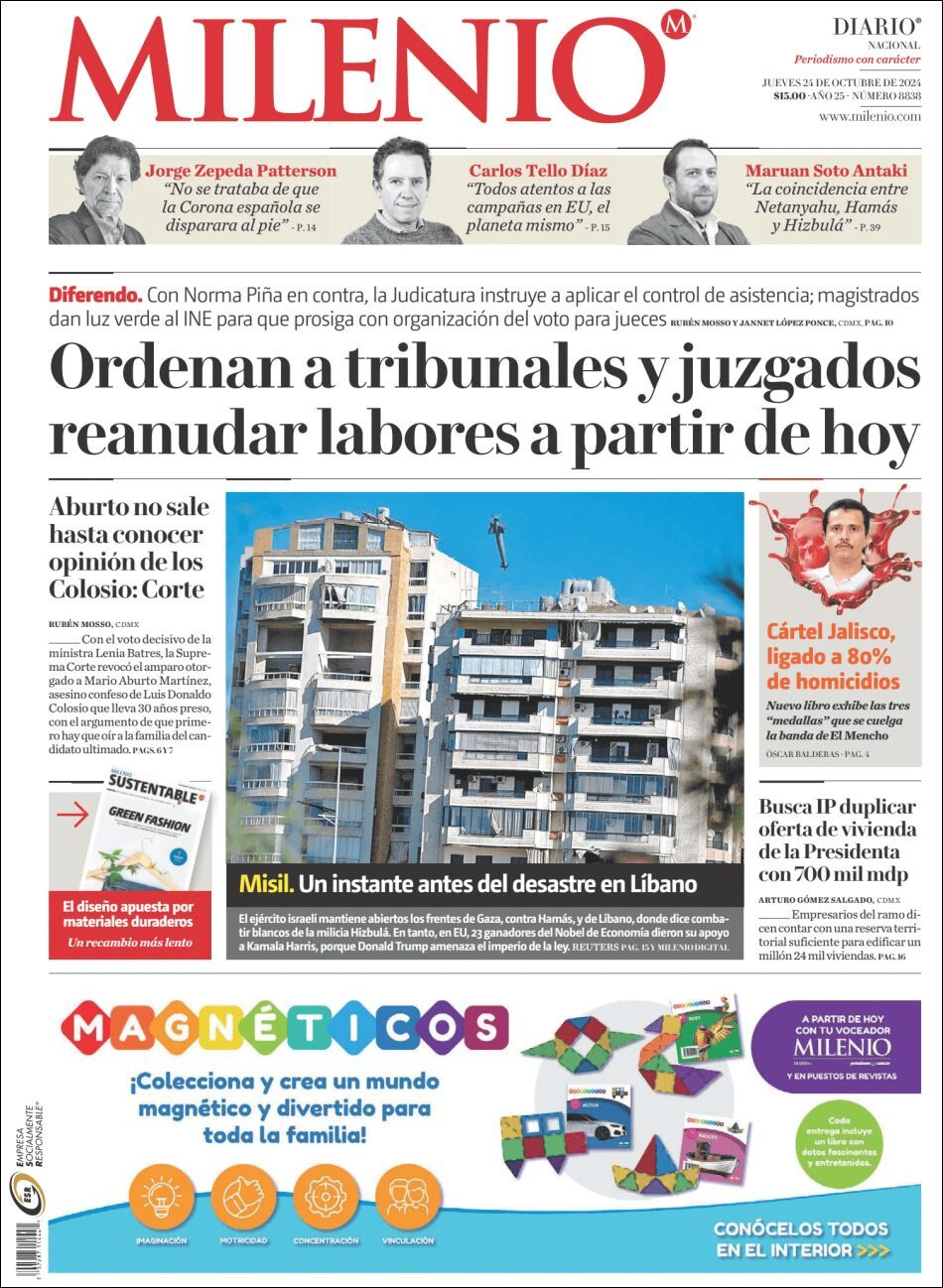 Milenio, edición del jueves 24 de octubre de 2024