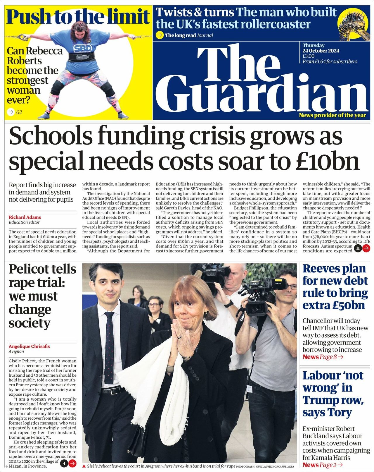 The Guardian, edición del jueves 24 de octubre de 2024